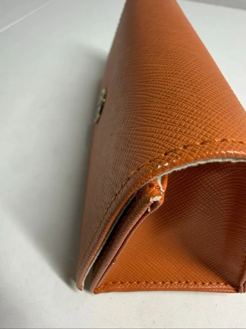 Tory Burch Trifold Orange Leather Sunglasses/Eyeglasses case Large